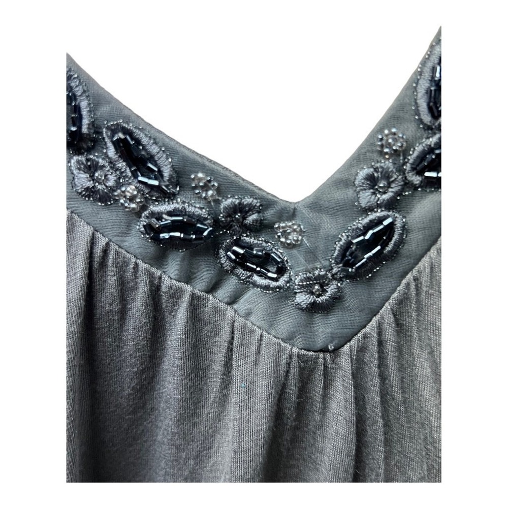 Vintage Candie's Blouse Top Size Medium Grey Pullover Embellished Draped Elegant - Picture 6 of 9